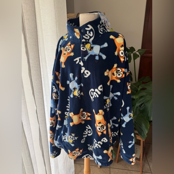 NWT Bluey Bingo Blue Character Fleece Top - Picture 1 of 4